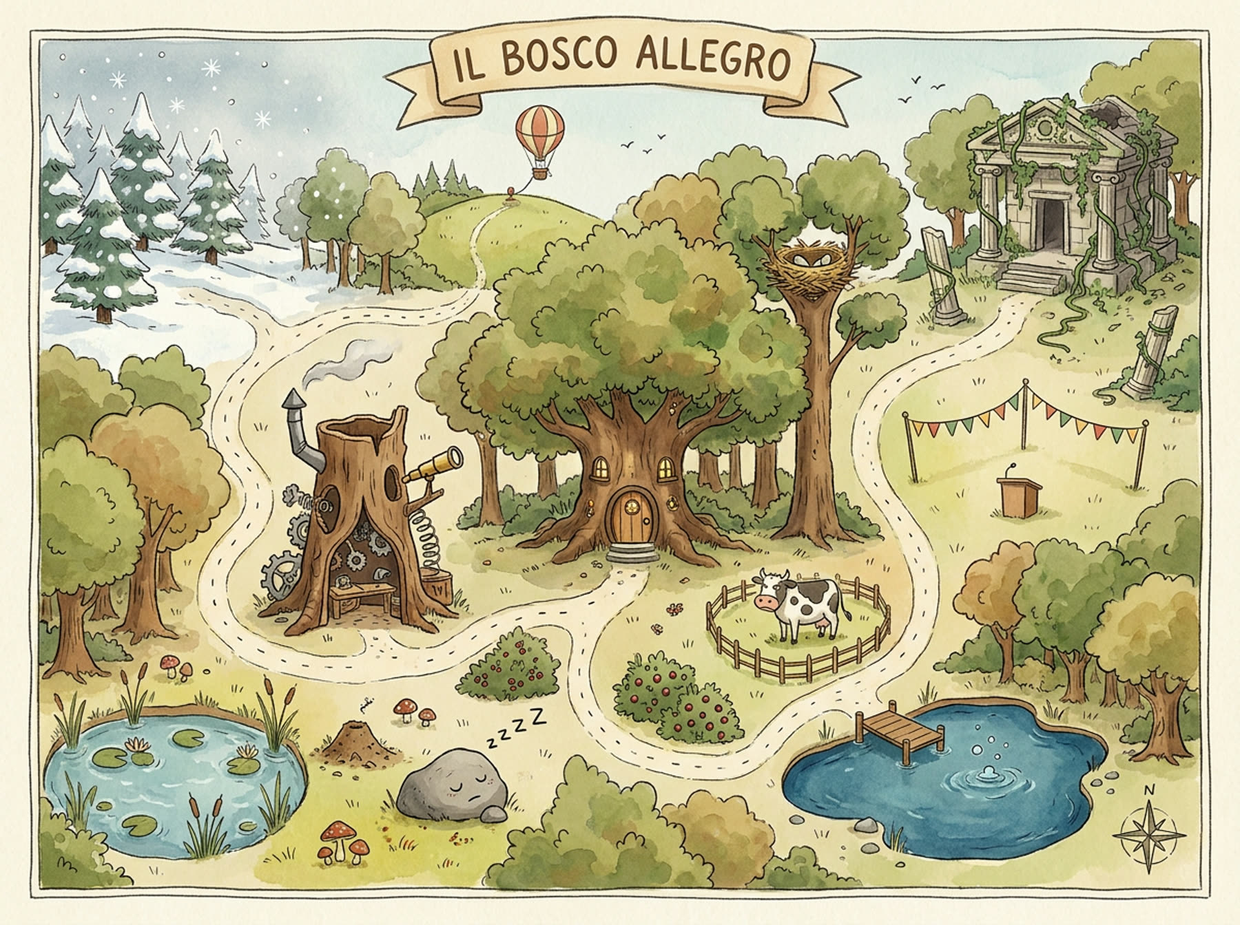 Mappa illustrata del Bosco Allegro